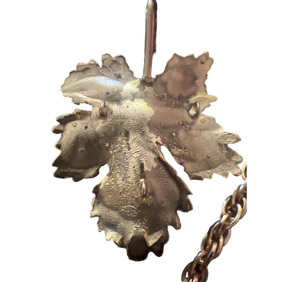 Vintage Demi Parure Set of Necklace Bracelet Huge Gold Plate Maple Leaves - Picture 8 of 14